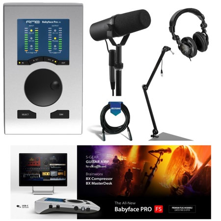 RME Babyface Pro FS - Shure SM7B - Broadcast Arm - Headphones - 20' XLR Cable