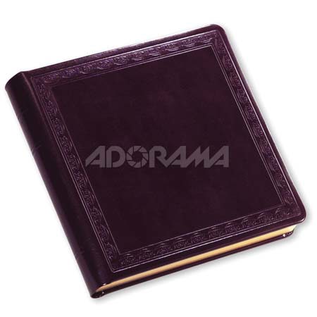 Renaissance Albums Library Bound Album, 18 Pages holds up to 10x10" Matted Photos, Burgundy Durapelle Covers with Embossing, Black Pages, Gold Gilding