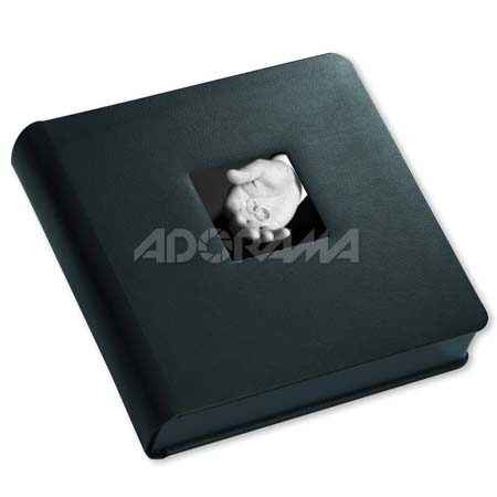 Renaissance Albums Library Bound Album, 12 Pages holds up to 10x10" Matted Photos, Matte Black Durapelle Covers with Photo Window, Black Pages, Black Gilding