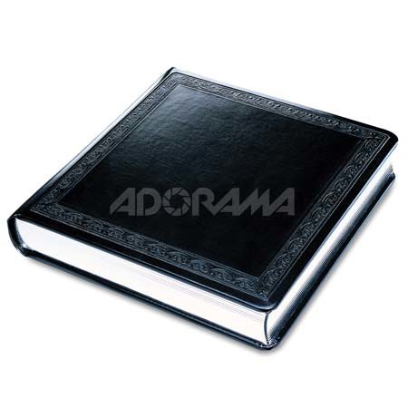 Renaissance Albums Library Bound Album, 12 Pages holds up to 10x10" Matted Photos, Black Durapelle Covers with Embossing, Black Pages, Silver Gilding