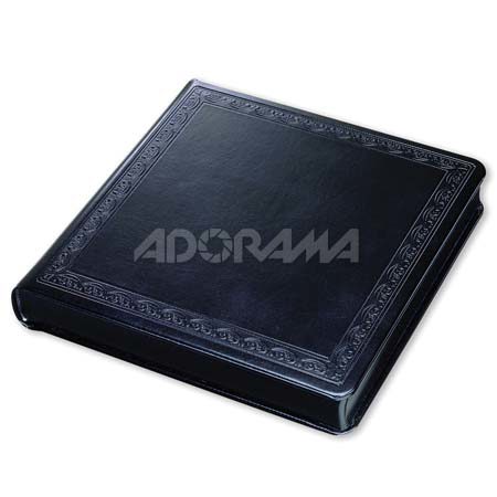 Renaissance Albums Library Bound Album, 18 Pages holds up to 10x10" Matted Photos, Black Durapelle Covers with Embossing, Black Pages, Black Gilding