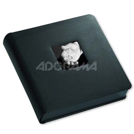 Renaissance Albums Library Bound Album, 18 Pages holds up to 10x10" Matted Photos, Black Durapelle Covers with Photo Window, Black Pages, Black Gilding
