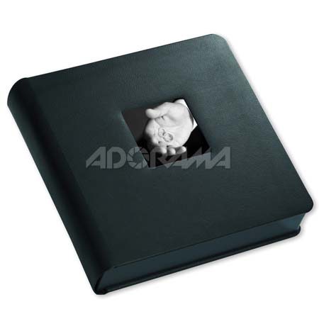 Renaissance Albums Library Bound Album, 21 Pages holds up to 10x10" Matted Photos, Matte Black Durapelle Covers with Photo Window, Black Pages, Black Gilding