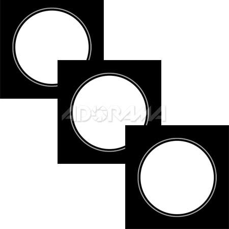 Renaissance Albums - Slip-In Mat, Black with Silver Stamping, 1-5x5 Circle Opening, 3 Mats