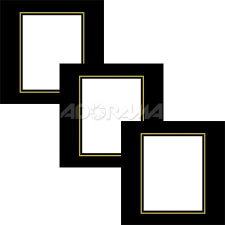 Renaissance Albums - Slip-In Mat, Black with Gold Stamping, 1-4x5 Rectangular Opening, 3 Mats