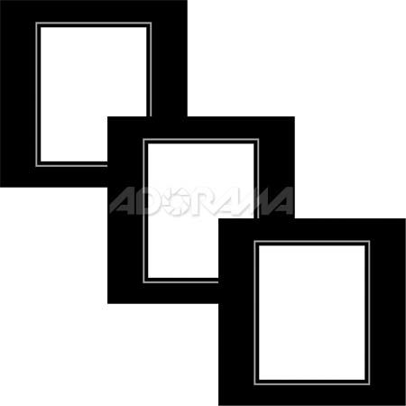 Renaissance Albums - Slip-In Mat, Black with Silver Stamping, 1-4x5 Rectangular Opening, 3 Mats