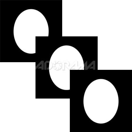 Renaissance Albums - Slip-In Mat, Black with Black Stamping, 1-4x5 Oval Opening,3 Mats