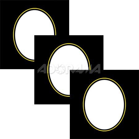 Renaissance Albums - Slip-In Mat, Black with Gold Stamping, 1-4x5 Oval Opening, 3 Mats