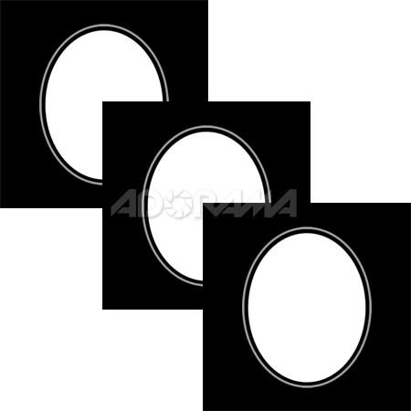 Renaissance Albums - Slip-In Mat, Black with Silver Stamping, 1-4x5 Oval Opening, 3 Mats