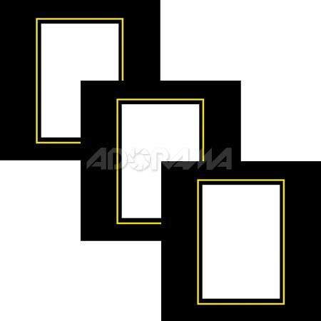 Renaissance Albums - Slip-In Mat, Black with Gold Stamping, 1-3.5x5 Rectangular Opening, 3 Mats
