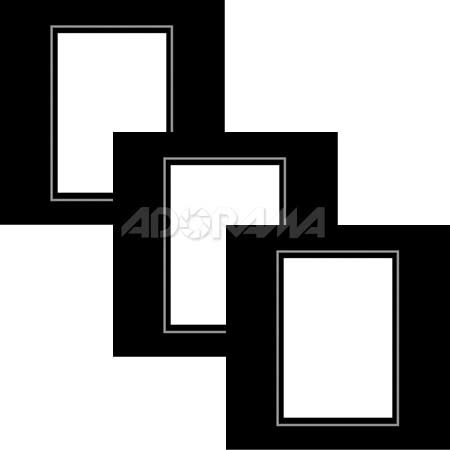 Renaissance Albums - Slip-In Mat, Black with Silver Stamping, 1-3.5x5 Rectangular Opening, 3 Mats