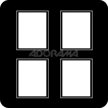 Renaissance Albums Slip-In Mat, Large, Black with Silver Stamping, 4-4x5 Rectangular Openings, 1 Mat