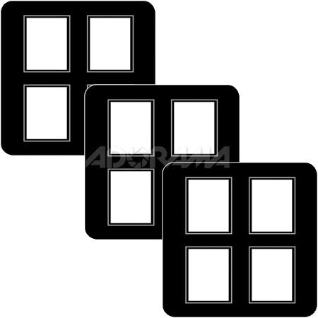 Renaissance Albums - Slip-In Mat, Large, Black with Silver Stamping, 4-4x5 Rectangular Openings, 1 Mat (3 Pack)