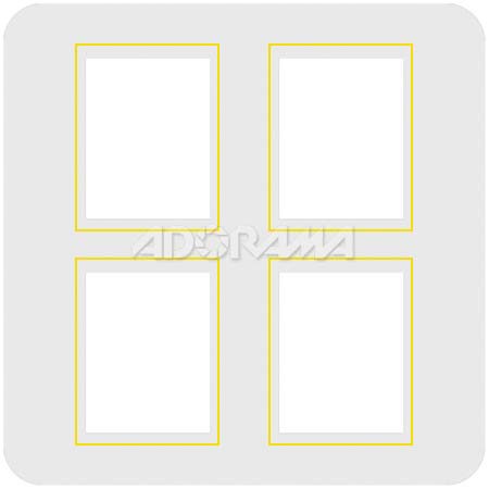 Renaissance Albums - Slip-In Mat, Large, Pearl with Gold Stamping, 4-4x5 Rectangular Openings, 1 Mat