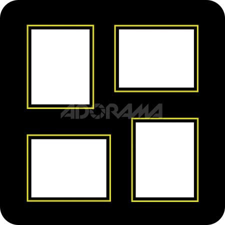 Renaissance Albums Slip-In Mat, Large, Black with Gold Stamping, 2-4x5 and 2-5x4 Rectangular Openings, 1 Mat