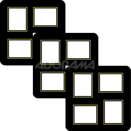 Renaissance Albums - Slip-In Mat, Large, Black with Gold Stamping, 2-4x5 and 2-5x4 Rectangular Openings, 1 Mat (3 Pack)
