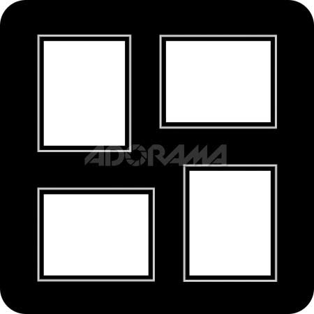 Renaissance Albums Slip-In Mat, Large, Black with Silver Stamping, 2-4x5 and 2-5x4 Rectangular Openings, 1 Mat