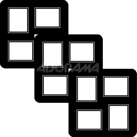Renaissance Albums - Slip-In Mat, Large, Black with Silver Stamping, 2-4x5 and 2-5x4 Rectangular Openings, 1 Mat (3 Pack)
