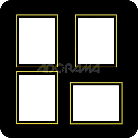 Renaissance Albums Slip-In Mat, Large, Black with Gold Stamping, 3-4x5 and 1-5x4 Rectangular Opening, 1 Mat
