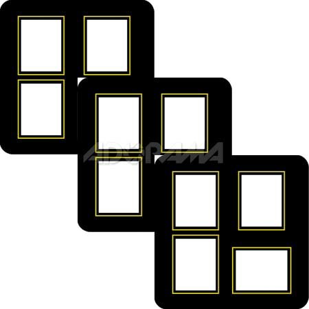 Renaissance Albums - Slip-In Mat, Large, Black with Gold Stamping, 3-4x5 and 1-5x4 Rectangular Opening, 1 Mat (3 Pack)