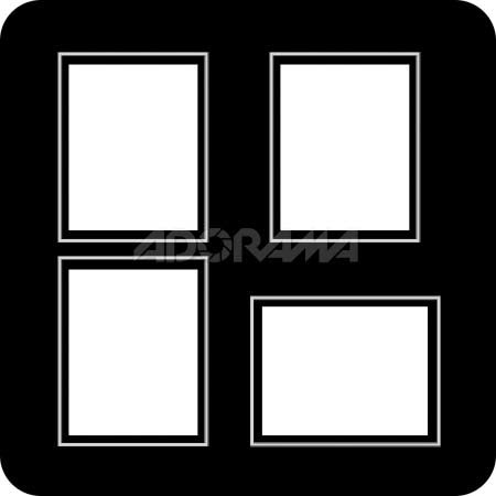 Renaissance Albums Slip-In Mat, Large, Black with Silver Stamping, 3-4x5 and 1-5x4 Rectangular Opening, 1 Mat