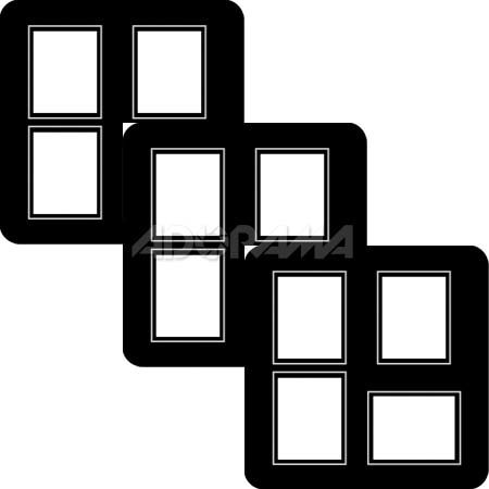 Renaissance Albums - Slip-In Mat, Large, Black with Silver Stamping, 3-4x5 and 1-5x4 Rectangular Opening, 1 Mat (3 Pack)