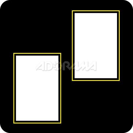 Renaissance Albums Slip-In Mat, Large, Black with Gold Stamping, 2-5x7 Rectangular Openings, 1 Mat