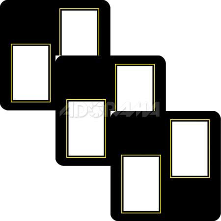Renaissance Albums - Slip-In Mat, Large, Black with Gold Stamping, 2-5x7 Rectangular Openings, 1 Mat (3 Pack)