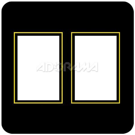 Renaissance Albums Slip-In Mat, Large, Black with Gold Stamping, 2-5x7 Rectangular Openings, 1 Mat