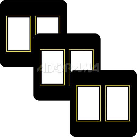 Renaissance Albums - Slip-In Mat, Large, Black with Gold Stamping, 2-5x7 Rectangular Openings, 1 Mat (3 Pack)