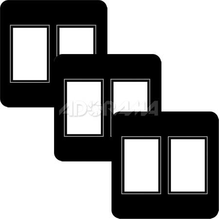 Renaissance Albums - Slip-In Mat, Large, Black with Silver Stamping, 2-5x7 Rectangular Openings, 1 Mat (3 Pack)
