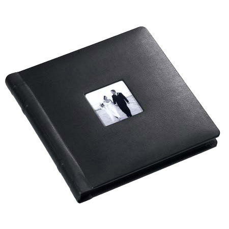 Renaissance Albums Ventura, Bound 10x10" Album with 10 Self Adhesive Pages, Black Ventura Polyurethane Covers with Square Image Opening