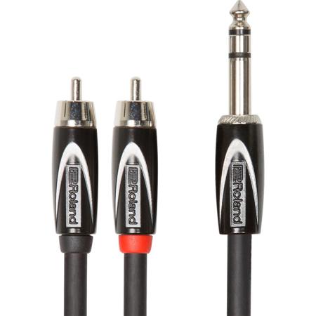 Roland Black Series 10' Insert/Splitter Cable, 1/4" TRS Male to 2x RCA Connector