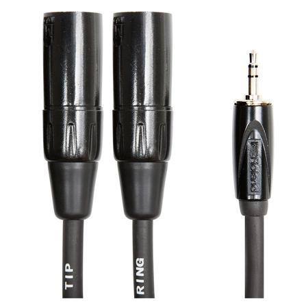 Roland Black Series 15' Balanced Interconnect Cable, 1/8" TRS to 2x XLR Male Connector