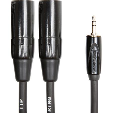Roland Black Series 3' Balanced Interconnect Cable, 1/8" TRS to 2x XLR Male Connector