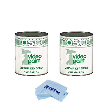 Rosco 2 Pack Chroma Key Matte Green Paint Gallon - With Microfiber Cleaning Cloth,