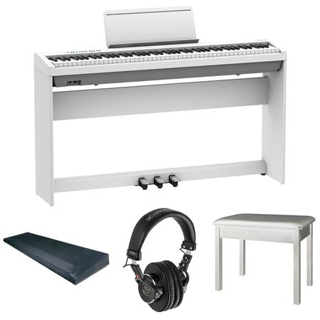 Roland FP-30X 88-Key Portable Digital Piano, White with Stand, Pedal, Bench  FP-30X-WH B