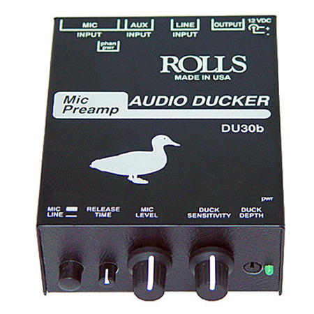 Rolls DU30B Audio Ducker with Microphone Preamp, 2 RCA Inputs for Music, Microphone Pad Switch