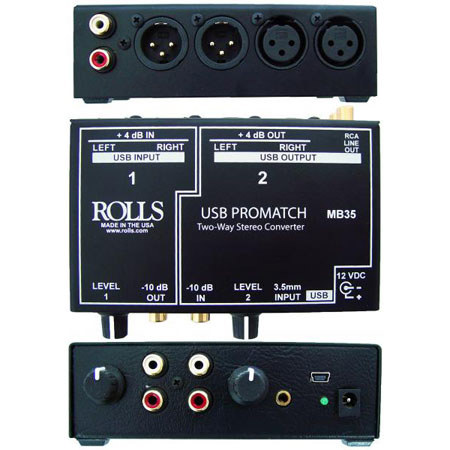 Rolls MB35 USB DI/Level Matcher, Stereo Direct Box