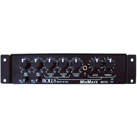 Rolls MX153 Mix Mate, 1/2 Rack Space, 2 Mic, 3 Mixer
