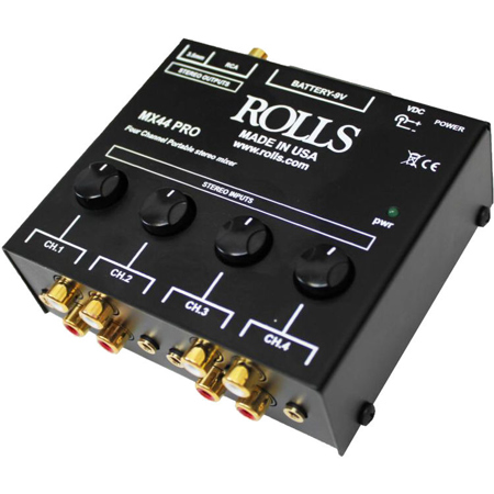 Rolls MX44 Pro 4 Channel Stereo Mixer, RCA and 1/8" Connectors