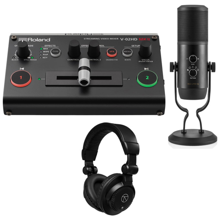 Roland V-02HD MK II Streaming Video Mixer with USB Mic and Headphones