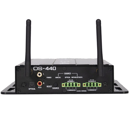 Rockustics OS-440 8.4x6.06" 4-Channel Indoor/Outdoor Amplifier with Phase Technology, WiFi and Bluetooth Capabilities