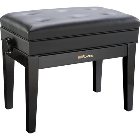 Roland RPB-400 Piano Bench with Cushioned Vinyl Seat and Storage Compartment, 18.90-22.83" Adjustable Height, Polished Ebony