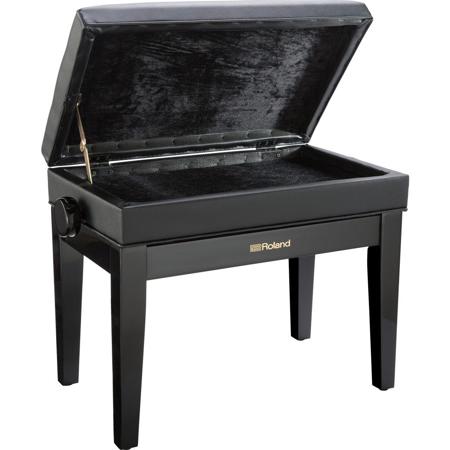 Roland RPB-400 Piano Bench with Vinyl Seat & Storage Compartment, Polished Ebony