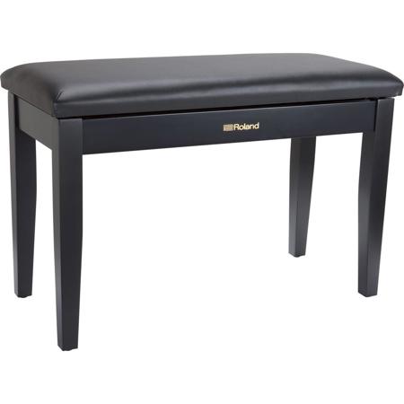 Roland Duet Piano Bench with Cushioned Seat and Storage Compartment, Satin Black