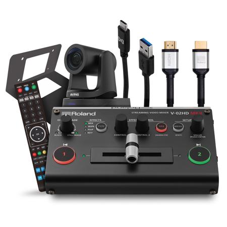 Roland PTZ Single Camera Bundle w/V-02HD MK II Mixer & AV-2020 PTZ Camera, Gray