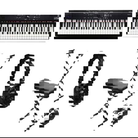 Roland RD-08 88-Key Digital Stage Piano Bundle, Keyboard Stand/Bench Pack with Sustain Pedal, Studio Monitor Headphones