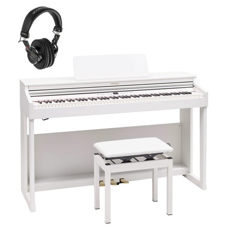 Roland RP701 88-Key Classic Digital Piano, White with Bench, Stand, Headphones