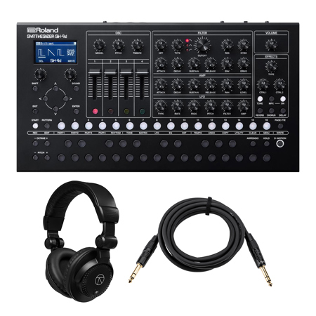 Roland SH-4D Compact Desktop Synthesizer, Bundle with TAPH100 Headphones & Cable